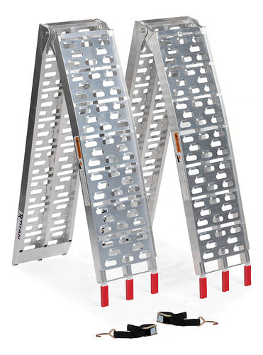 Rampa De Aluminio Cuatrimoto Moto Plegable 750 Kgs Atv Camio Color Plata