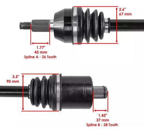 Par De Flechas Eje Trasero Polaris Rzr 1000 2014-2020