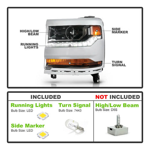 Par Faros Silverado 2016 2017 2018 Xenon Cromo